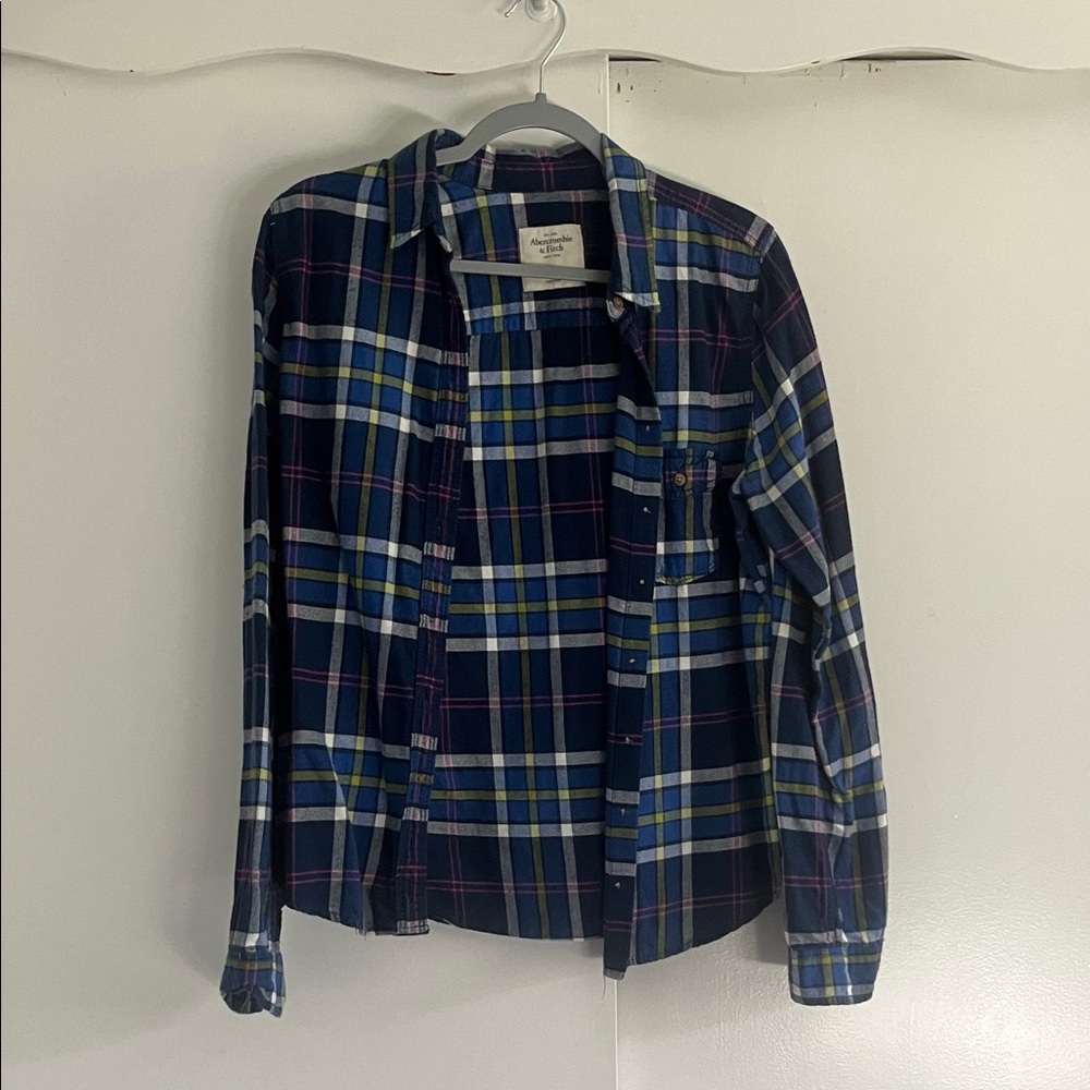 Abercrombie & Fitch Navy Plaid Button Down Shirt